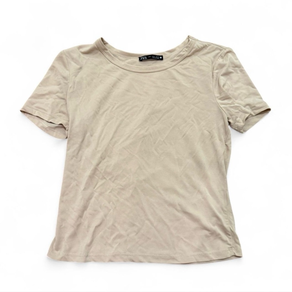 Women's Beige T-Shirt Zara women size small new